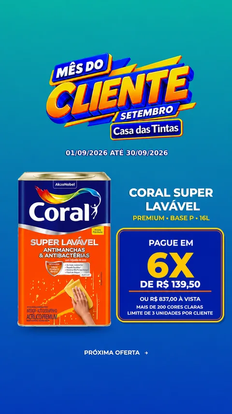 Coral Super Lavável — Mês do Cliente, Casa das Tintas